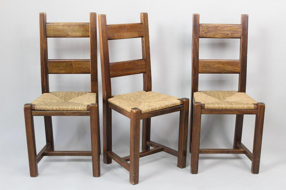 Set of 3 Olavi Hanninen Elmwood & Straw Chairs,Finland (1 of 13)