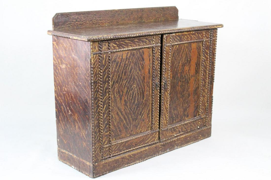 Faux Grain Painted Primitive Cupboard Cabinet (1 of 17)