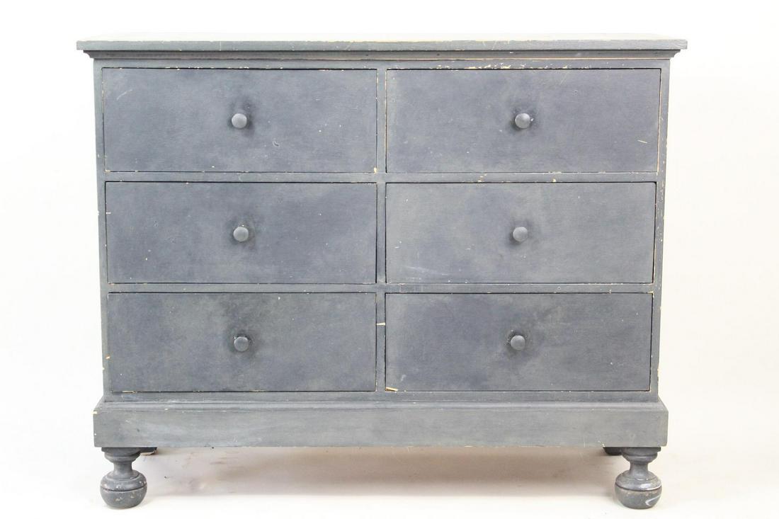 Primitive Black Painted 6-Drawer Dresser,Contemporary (1 of 10)