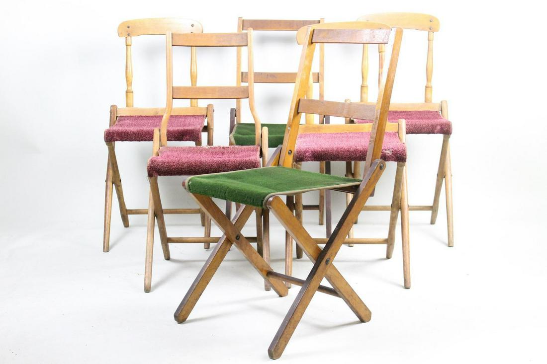 Set of 6 Mixed Wooden Victorian Folding Campaign Chairs (1 of 19)