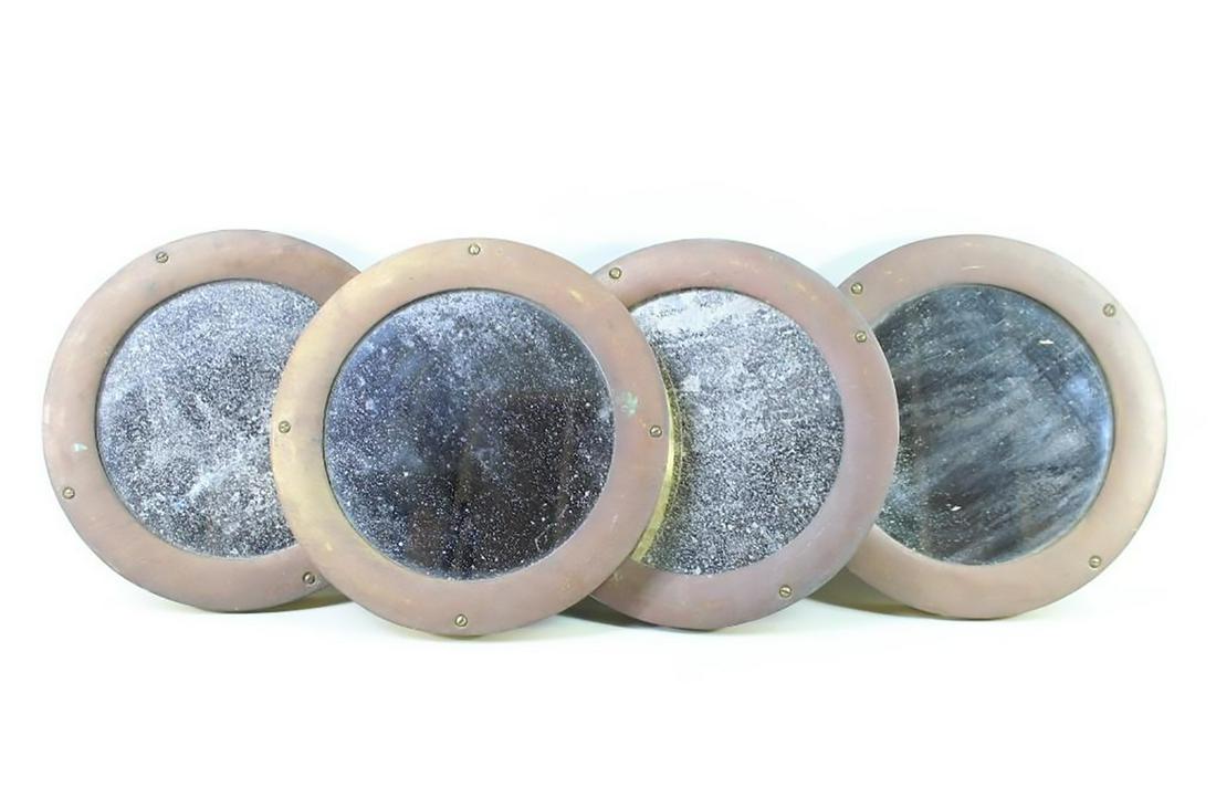 Set of 4 Small Round Brass Framed Porthole Mirrors (1 of 8)