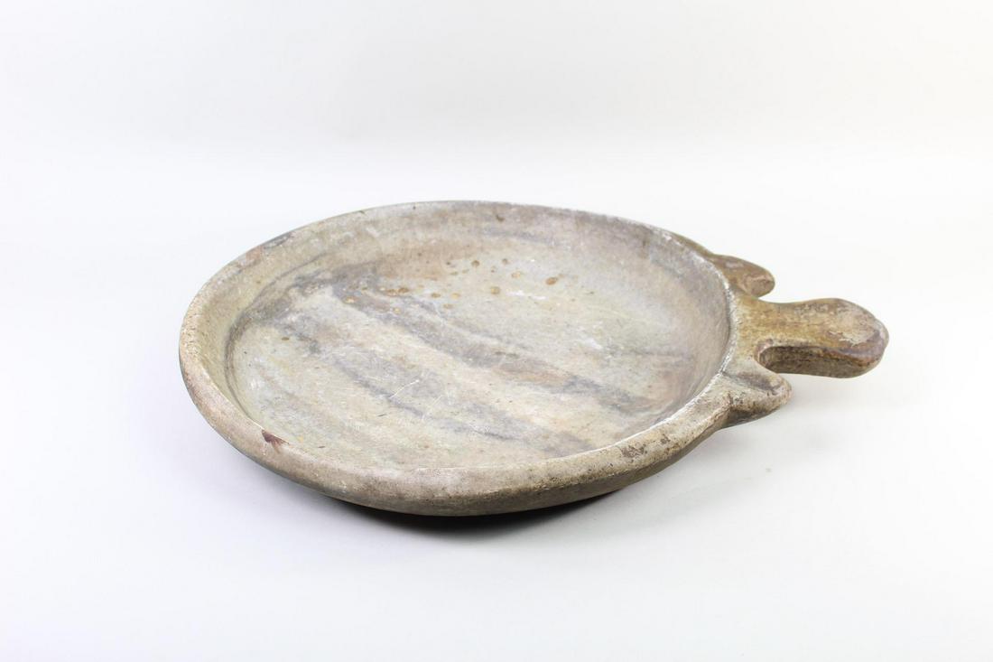 Large Carved Shallow Stone Basin Bowl w/Handle (2/3) (1 of 10)