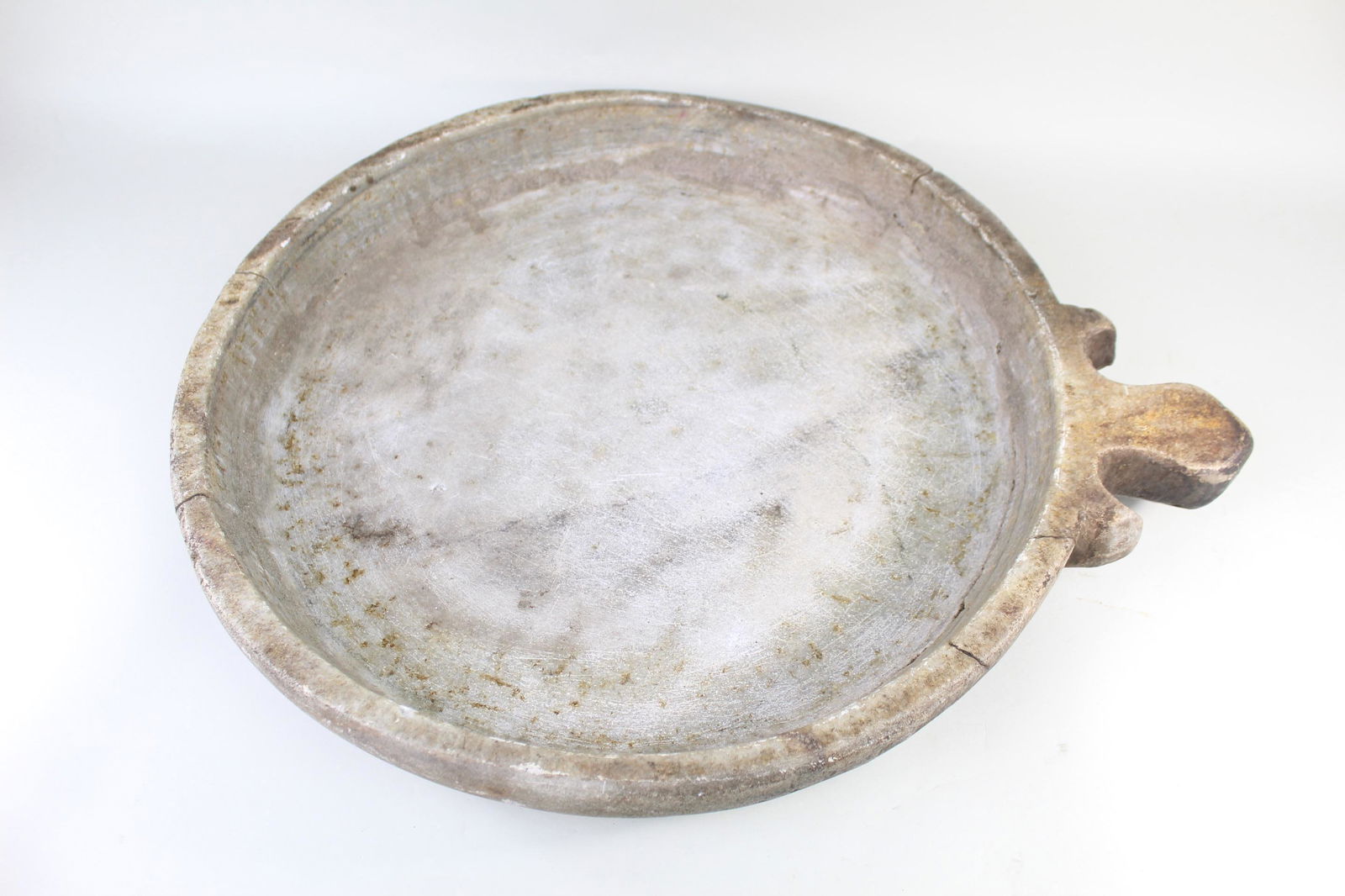 Large Carved Shallow Stone Basin Bowl w/Handle (3/3) (1 of 10)
