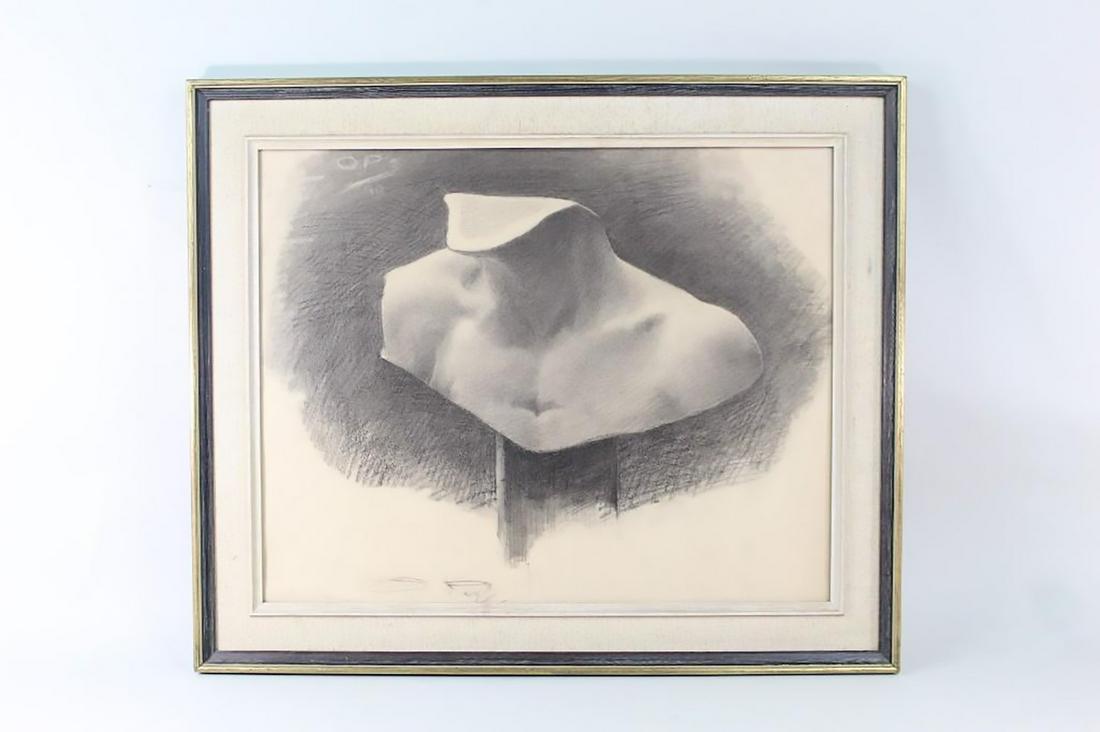 Framed Anatomical Pencil Drawing of Neck & Chest, Bust (1 of 9)