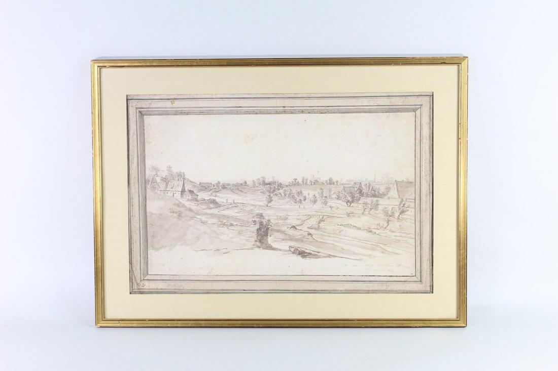 Framed Landscape Drawing/Painting Signed A. Thiele 1748 (1 of 17)