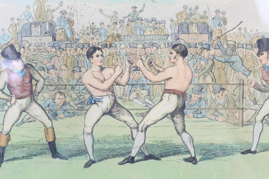 Antique Cruikshank Boxing Match Color Etching c.1820 (1 of 13)
