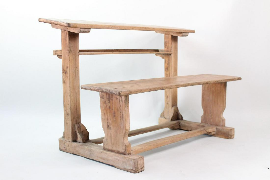 Primitive Wooden School Desk w/ Bench (2/3) (1 of 10)
