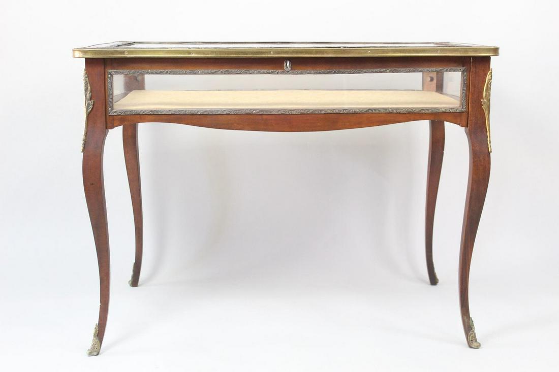 Louis XV Style Mahogany Bronze Mounted Vitrine Table (1 of 18)