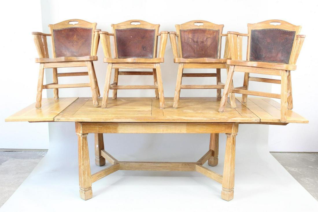 A. Brandt Ranch Oak Dining Table & Leather Armchairs (1 of 20)