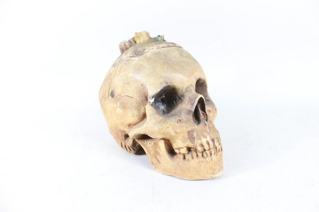 Plaster Human Skull Container/ Stash Box/Jar w/Lid (1 of 12)