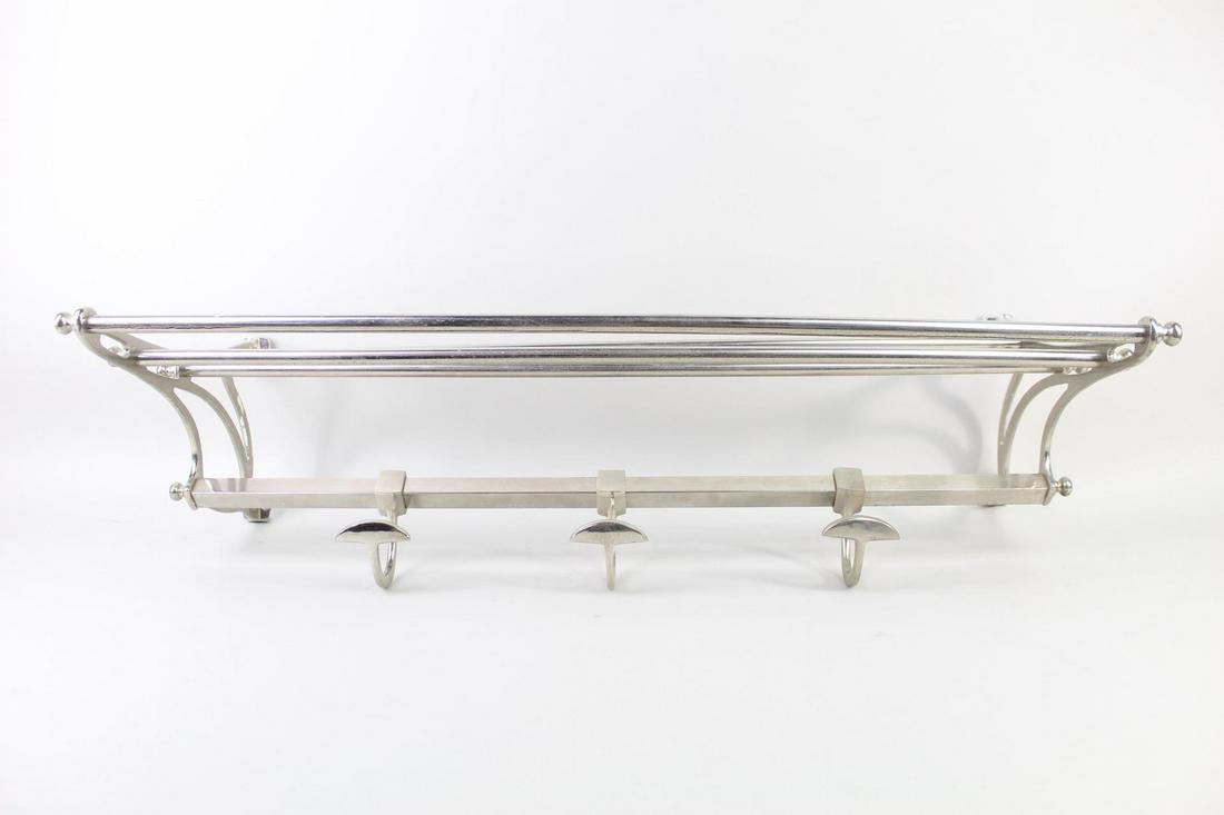 Art Nouveau Nickel Plated Luggage/Coat Rack Shelf (1 of 12)