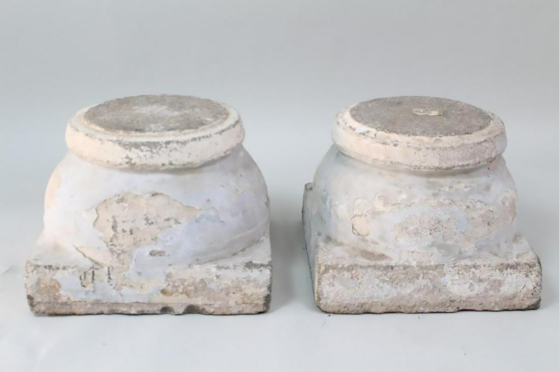 Matching Pair of Carved Stone Pedestal Bases, Garden (1 of 7)