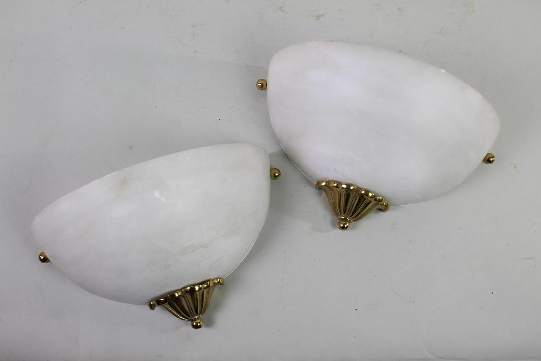 Pair of Alabaster Demilune Wall Sconces,Lights,Lamps (1 of 9)