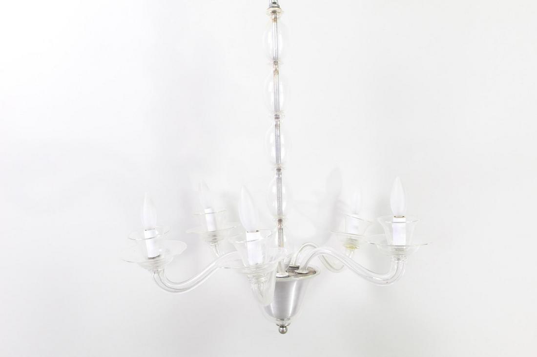 Five Arm Venetian Clear Glass Murano Style Chandelier (1 of 6)