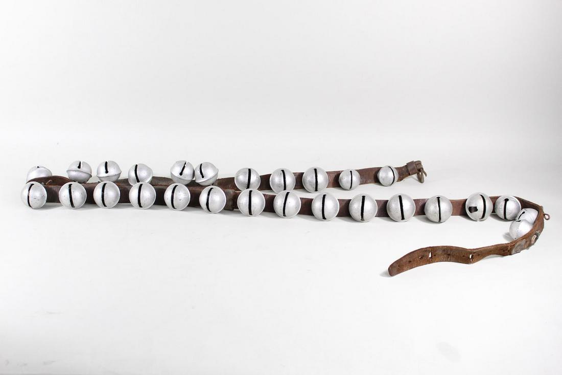 Antique Metal & Leather Graduated Sleigh Bells Strap (1 of 9)