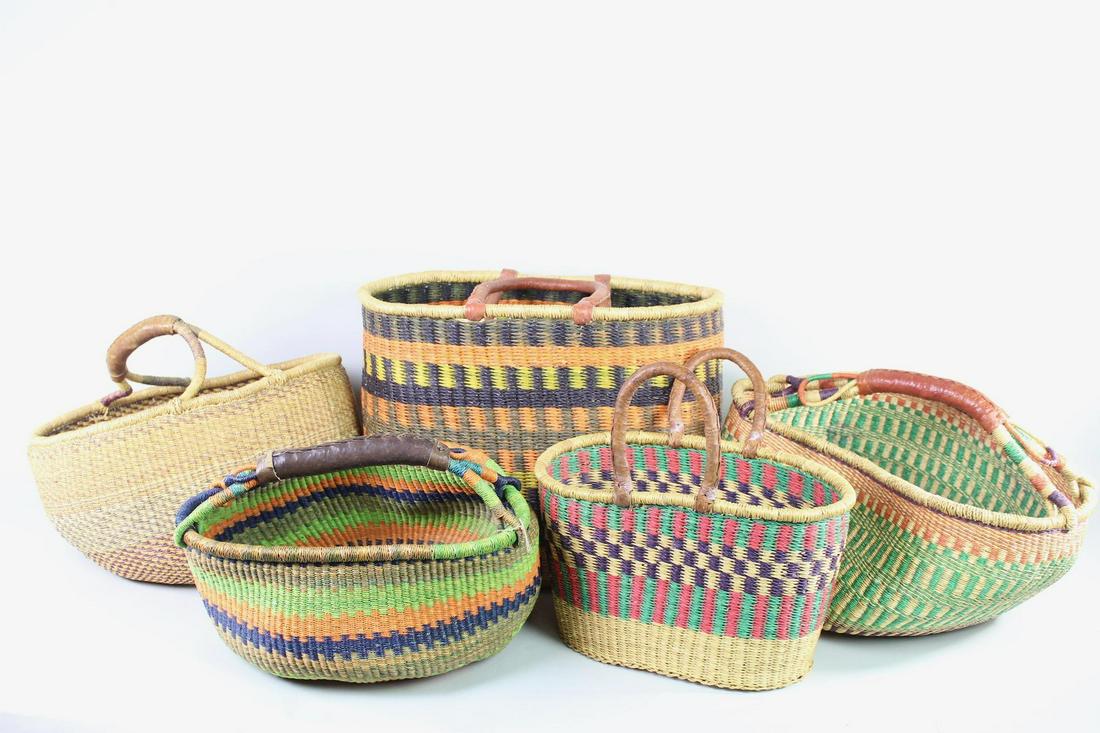 5 Colorful African Ghana Bolga Market Baskets/Totes (1 of 20)