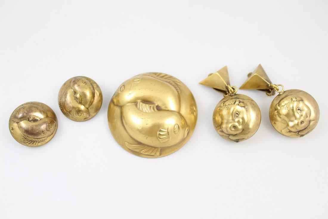 Joseff Hollywood Zodiac Earrings & Brooch,Pisces,Taurus (1 of 9)