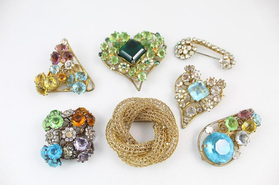 7 Vouge Sterling Silver Brooch Pins w/Faux Gemstones (1 of 15)