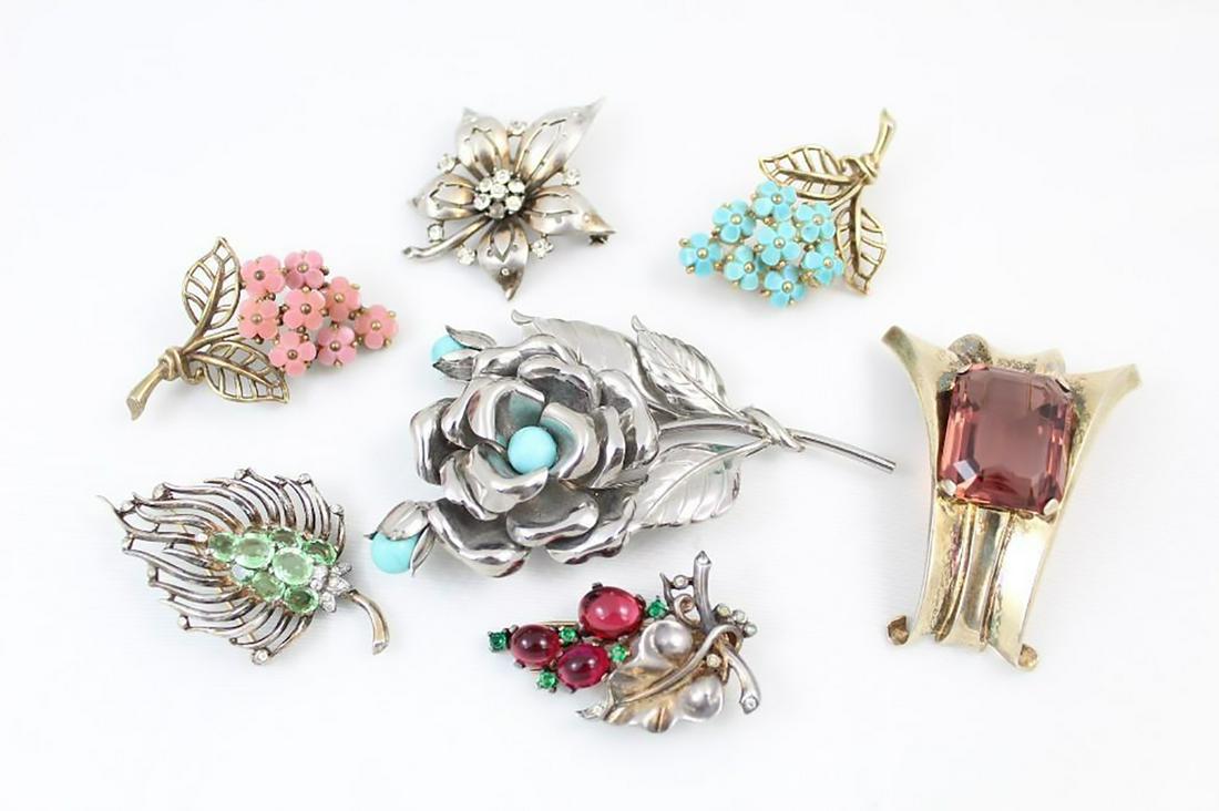 Sterling Silver Crown Trifari Brooch Pins & Fur Clips (1 of 14)