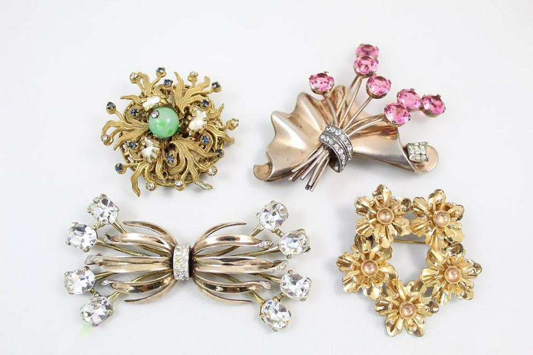 4 Gold Toned Sterling Silver Brooch Pins, Amourelle (1 of 16)