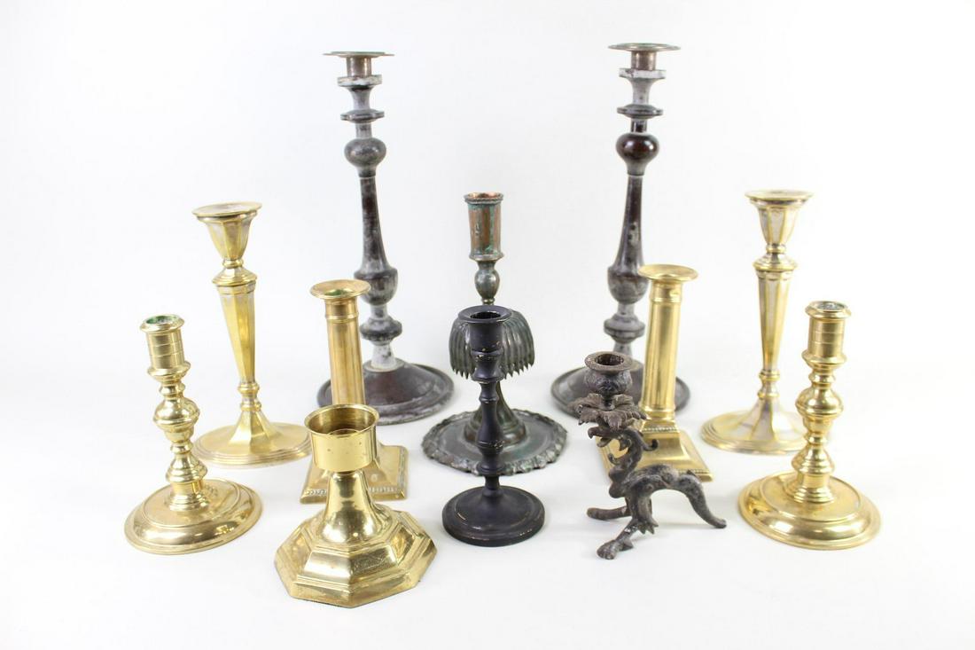 Lot of Victorian Candlesticks,Brass,Cast Iron,Dragon (1 of 20)