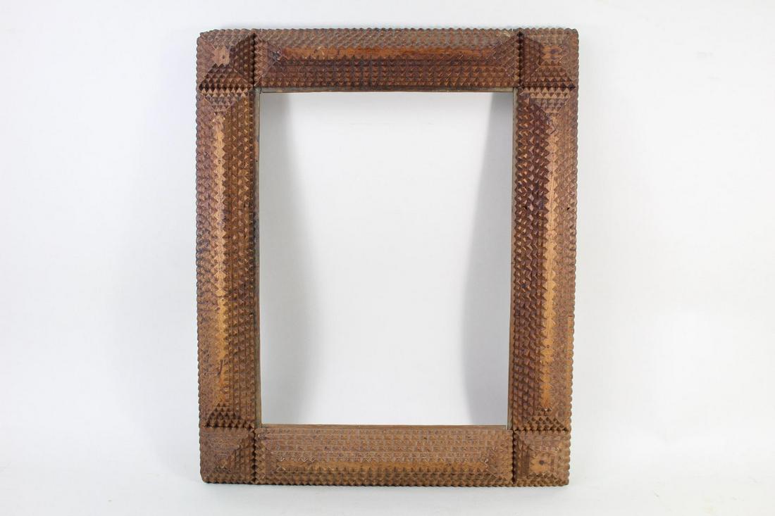 Antique Wood Tramp Art Picture Frame, Folk Art (1 of 9)