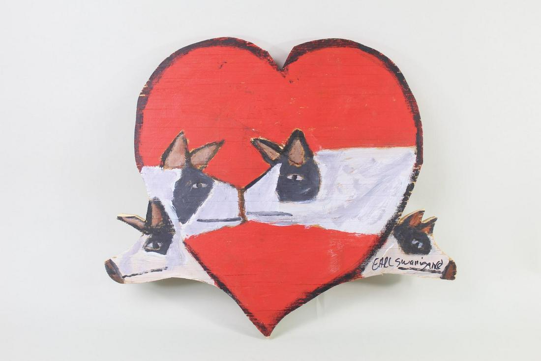 Earl Swanigan Outsider Art Heart Painting,Pigs in Love (1 of 8)