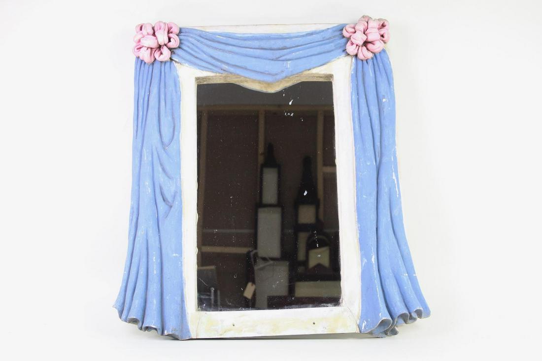 Unusual Postmodern Folk Art Mirror w/Draped Frame (1 of 14)