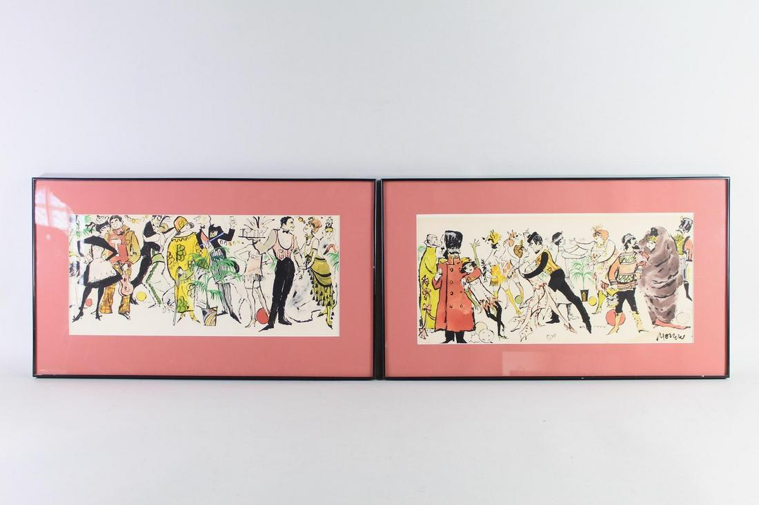 Pair Tom Morrow Watercolor Paintings,1920s Flappers (1 of 13)