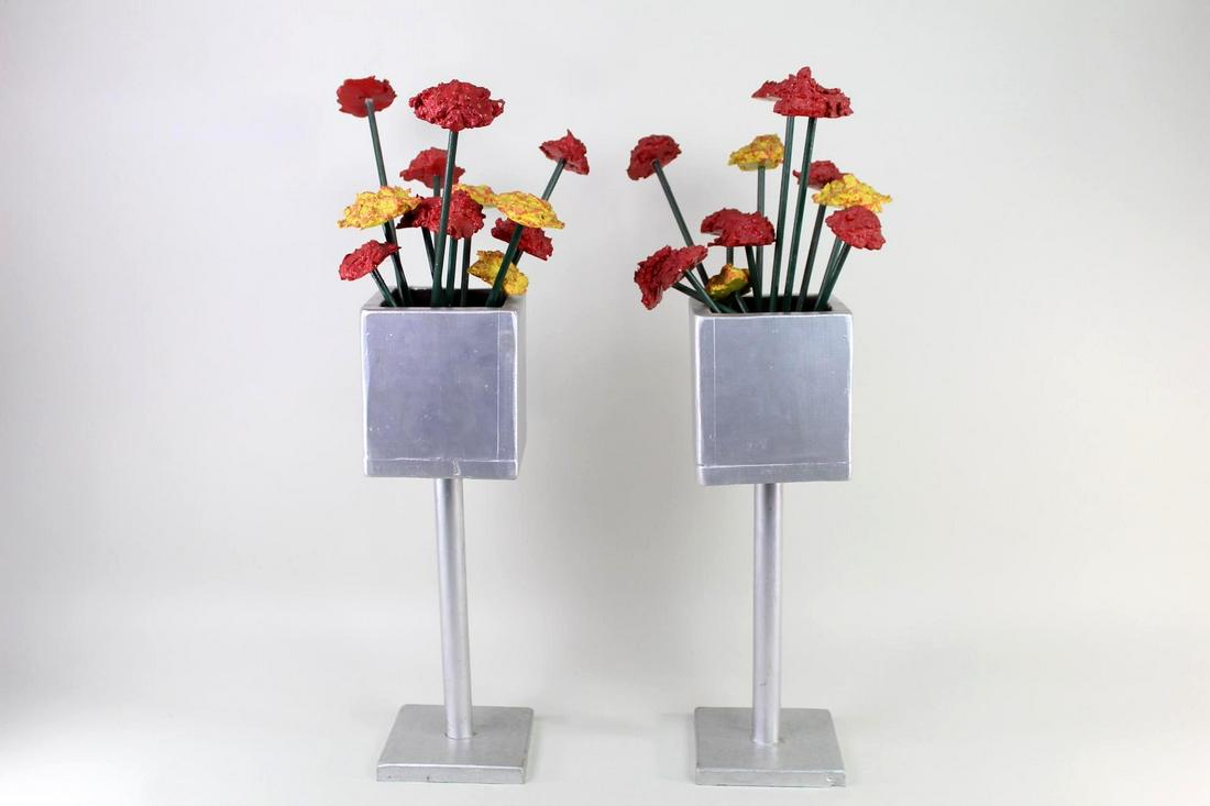 American Outsider Art Wood Sculpture,2 Flower Boxes RJW (1 of 9)