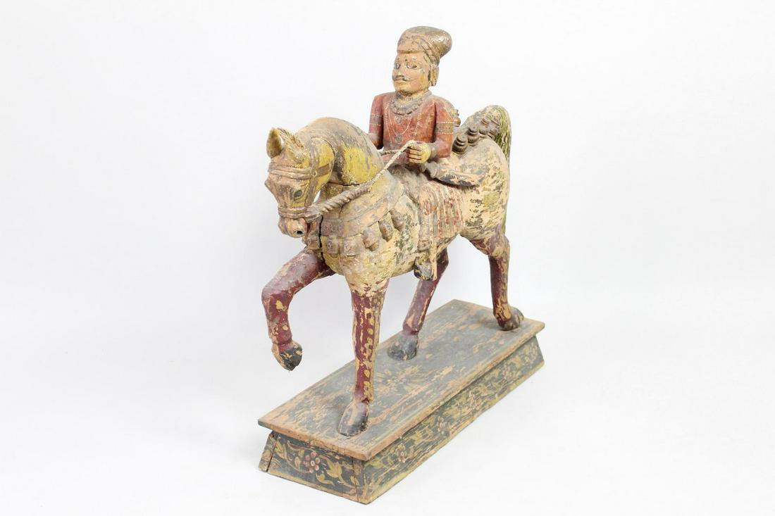 Antique Rajasthani India Folk Art Temple Horse & Rider (1 of 17)