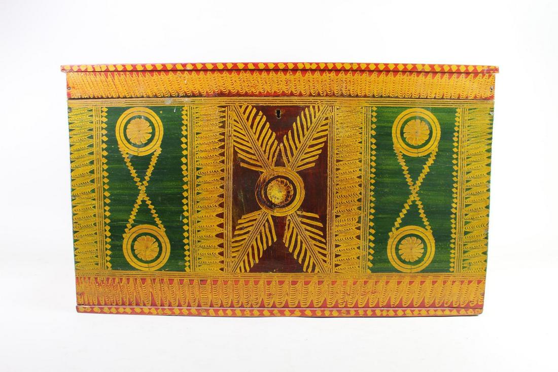 20th C Painted Guatemalan Small Wooden Folk Art Chest (1 of 12)