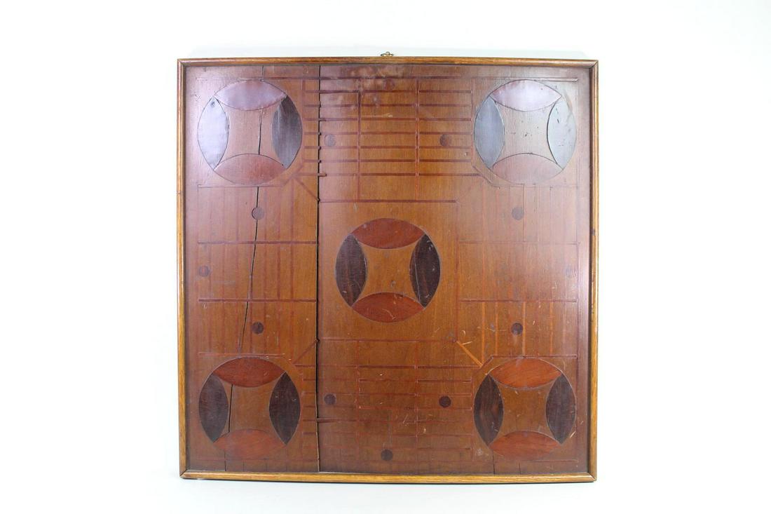 Antique Folk Art Inlaid Wood Parcheesi Game Board (1 of 13)