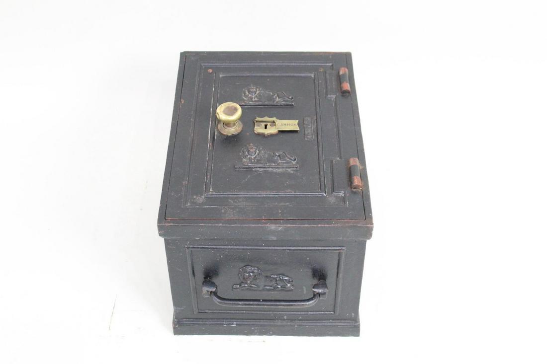 19th C Cast Iron Cash Safe Strong Box w/Lions by Cannon (1 of 9)