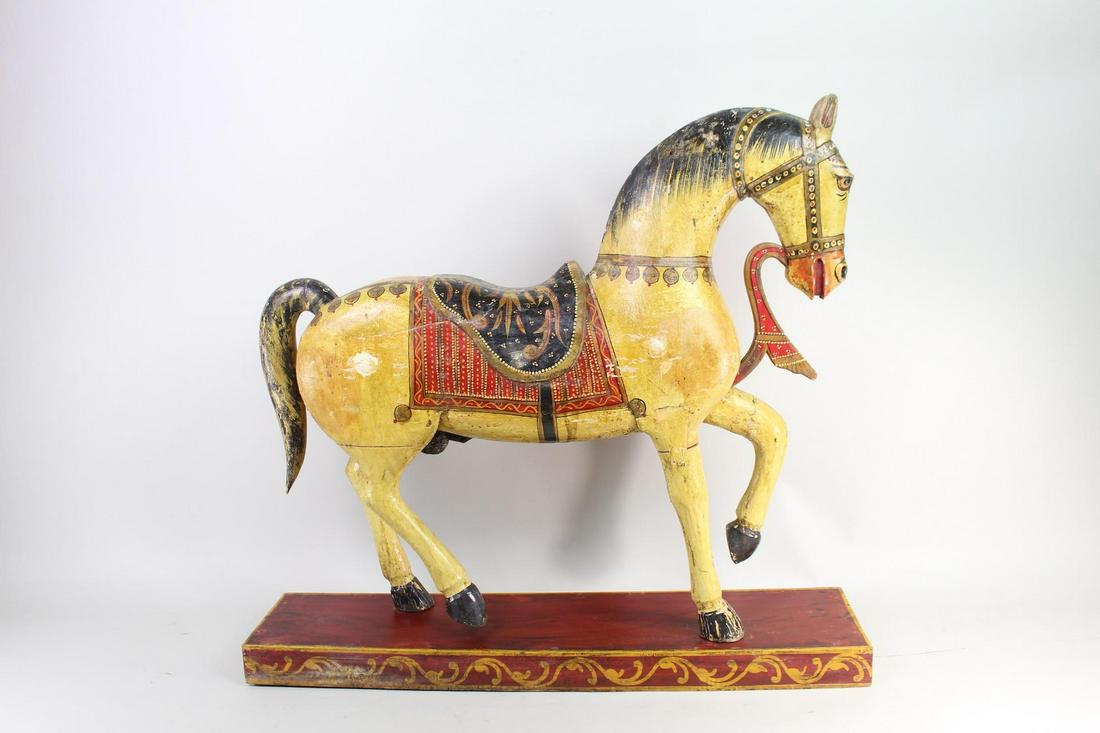Large Indian Wooden Rajasthani Wedding Horse Sculpture (1 of 16)