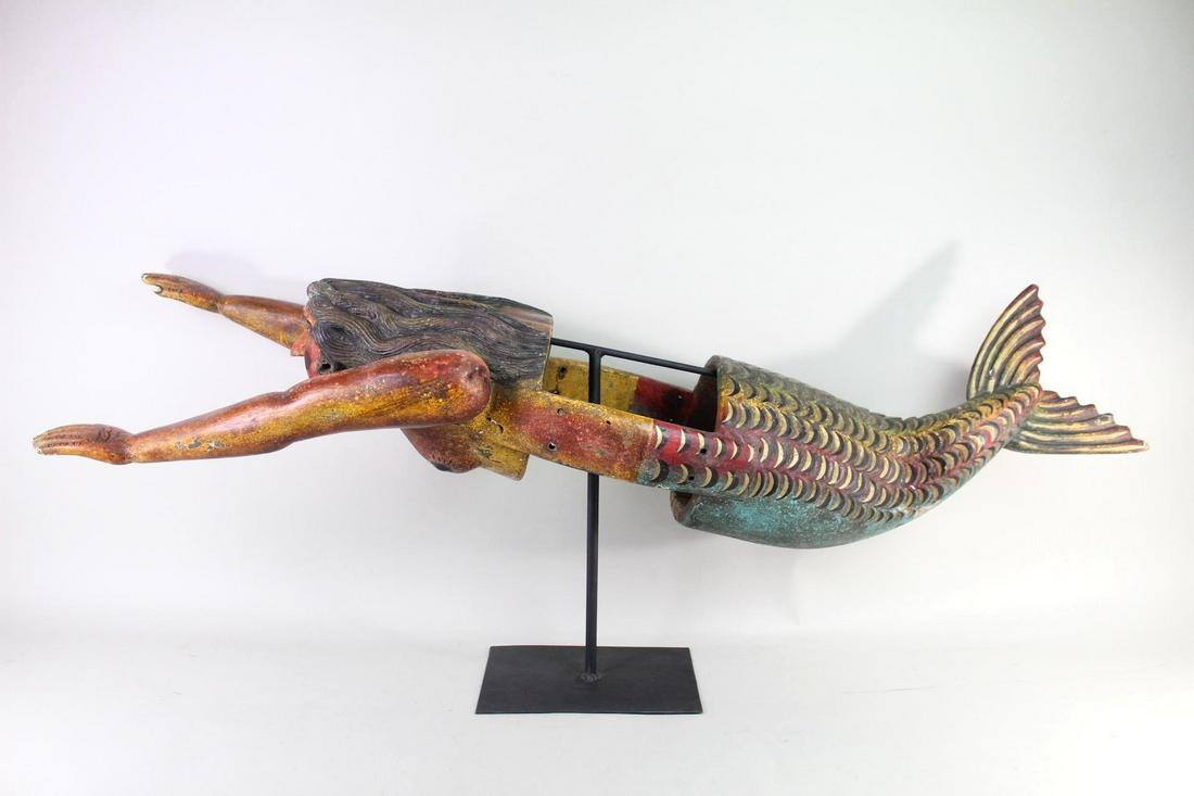 Carved Wood Mermaid Body Mask,Mexico Folk Art Sculpture (1 of 17)