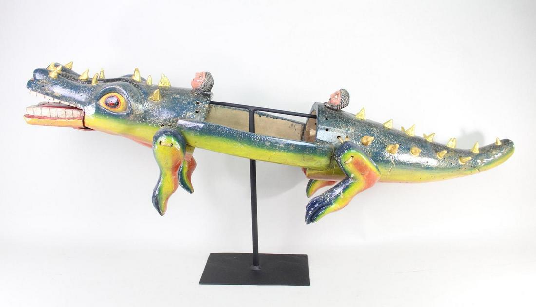 Carved Alligator Body Mask,Mexican Folk Art Sculpture (1 of 13)