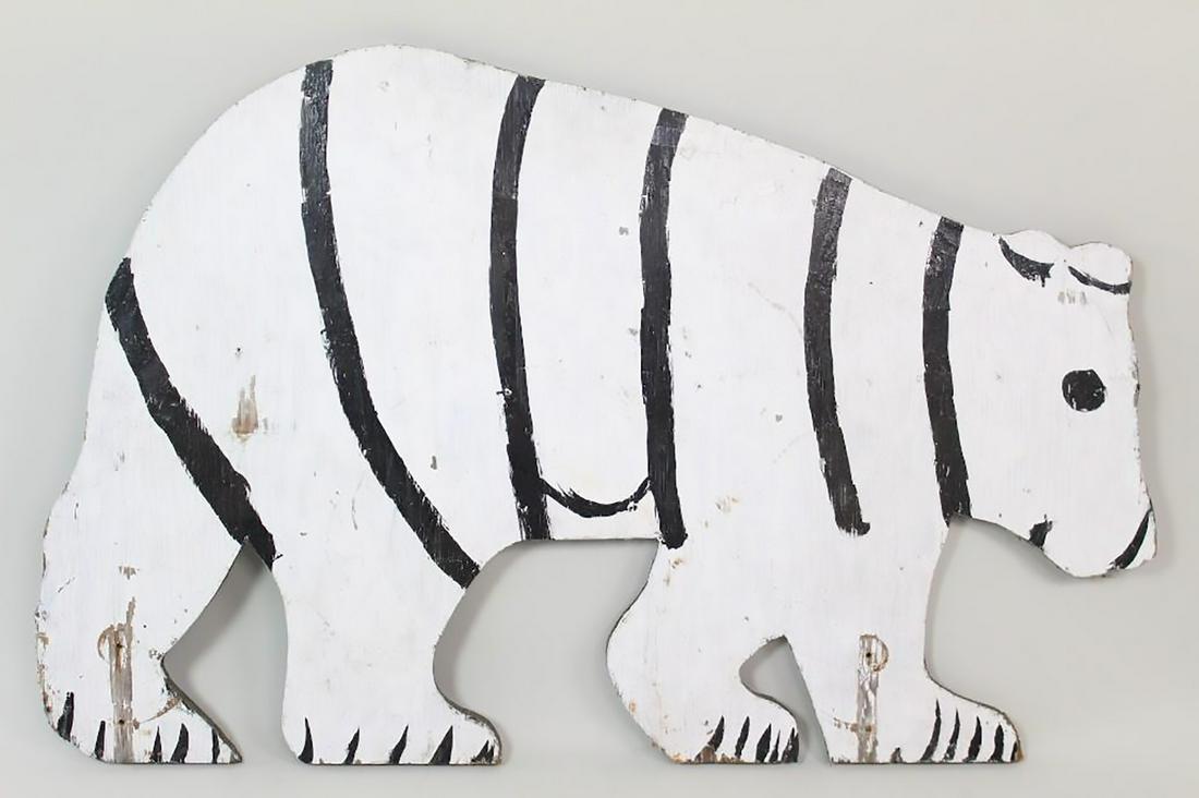 Naive Folk Art Wood Cut Bear Sign Black & White, Kids (1 of 9)