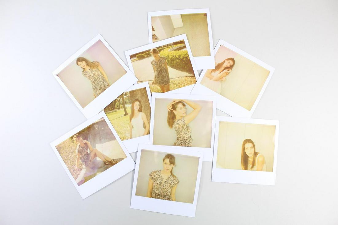 9 Jonathan Leder Color Photography,Polaroids: 9 Jonathan Leder Color Photography,Polaroids. Collection of nine sepia toned polaroids by Jonathan Leder. Two models in different outfits. Shot in Florida, 2010. This is one of seventeen lots with Jon