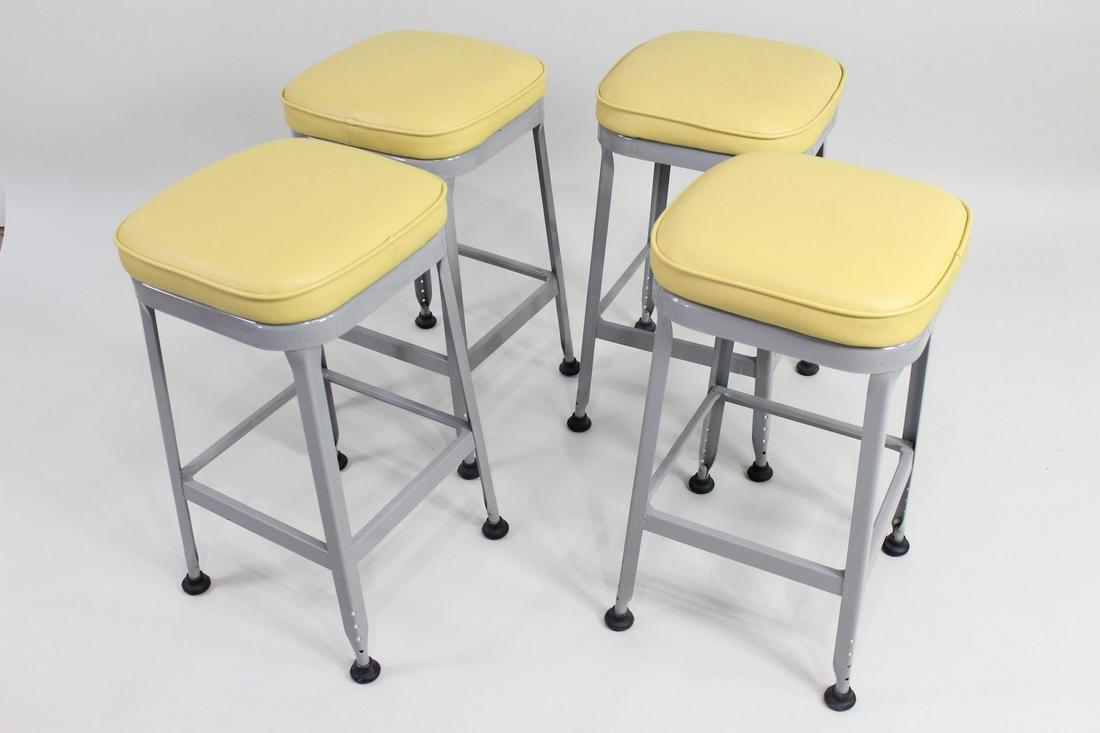 4  Industrial Yellow Leather Lyon Counter Height Stools (1 of 5)