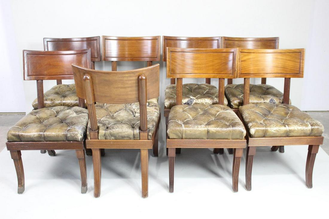 Lot of 8 Matching Klismos Style Leather Tufted Chairs (1 of 19)