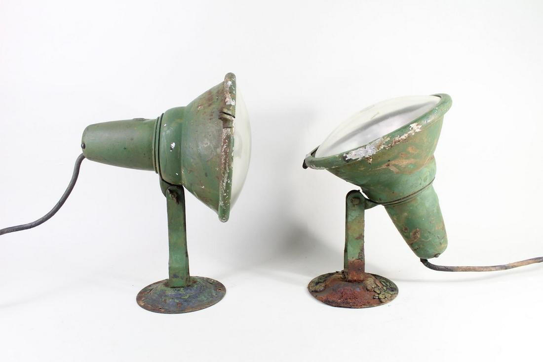 2 Green Industrial Age GE General Electric Spotlights (1 of 14)
