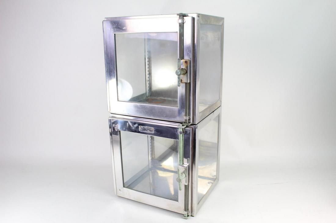 Pair of Metal Stacking Glassfront Medical Boxes Cabinet (1 of 16)