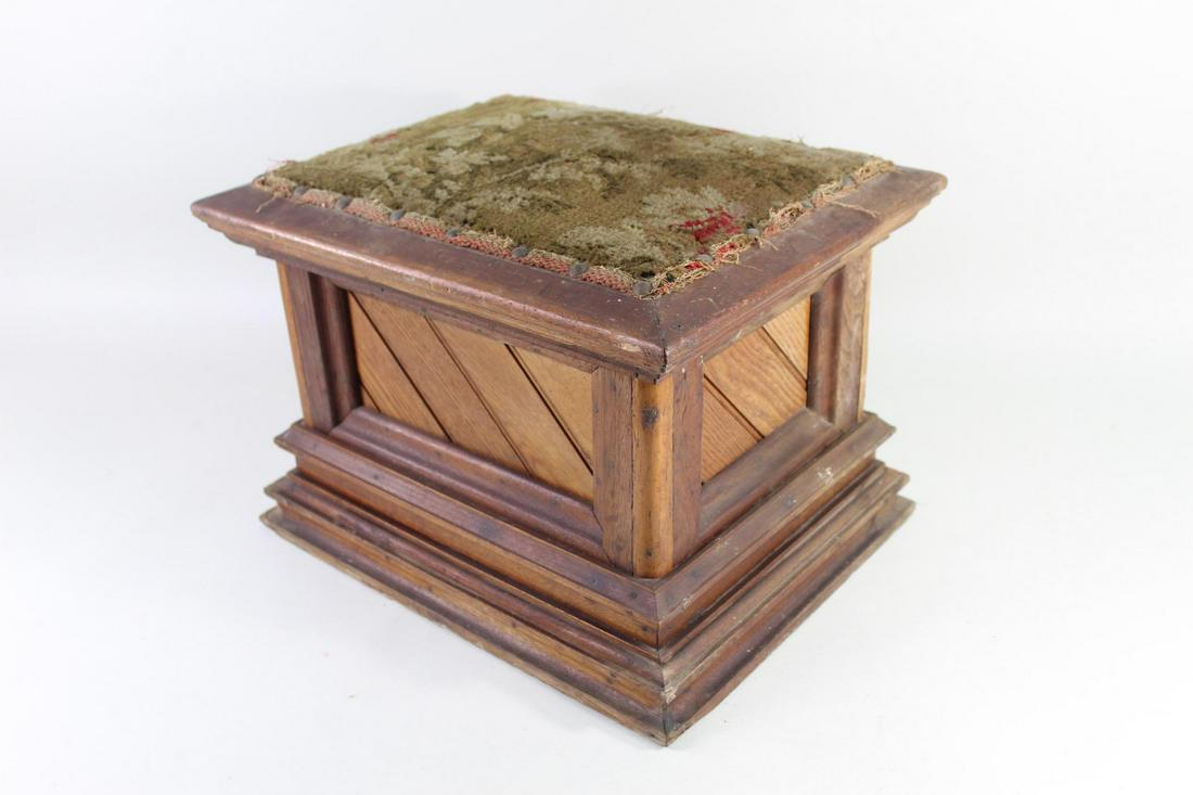 Woven Top Upholstered Wooden Heavy Foot Stool Pedestal (1 of 9)