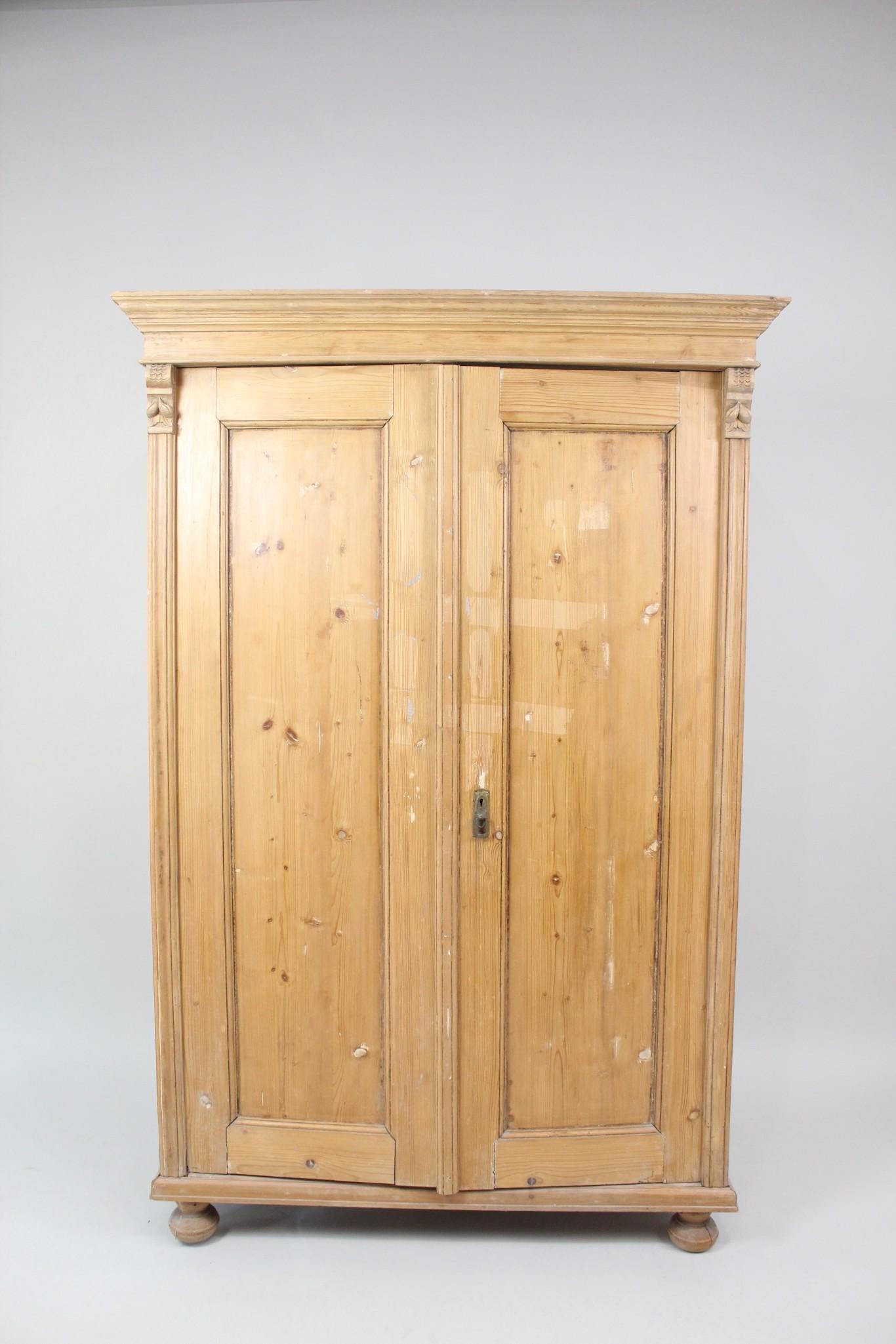 Antique 19th C Natural Pine Wardrobe,Armoire,Cupboard (1 of 12)