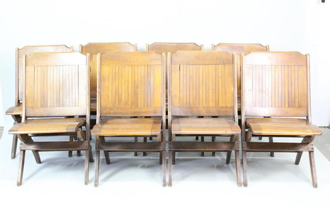 Set of 8 Wooden Folding Slatted Outdoor Wedding Chairs (1 of 10)