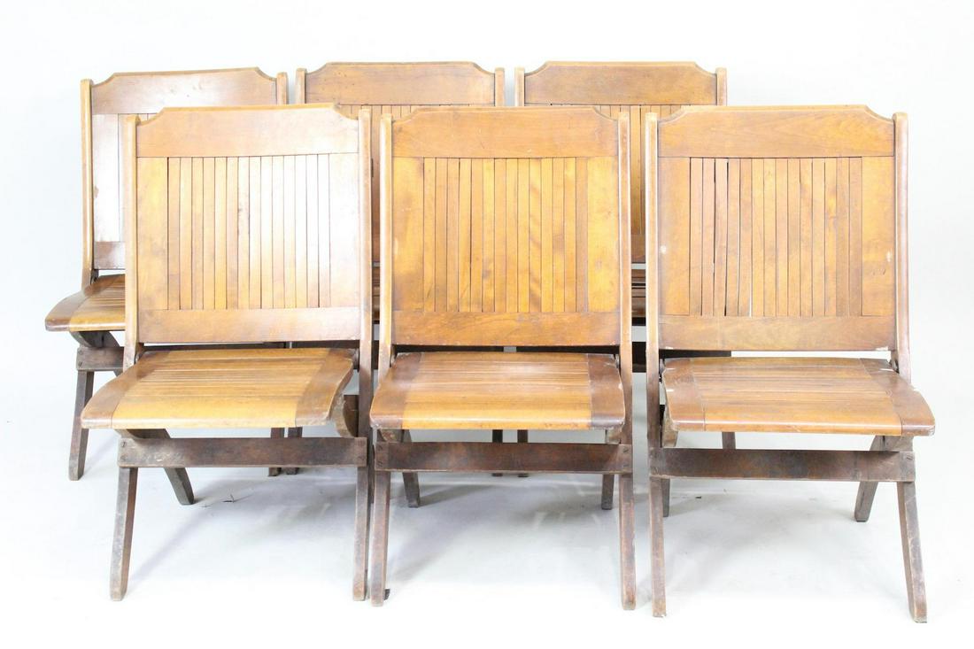 Set of 6 Wooden Folding Slatted Outdoor Wedding Chairs (1 of 12)