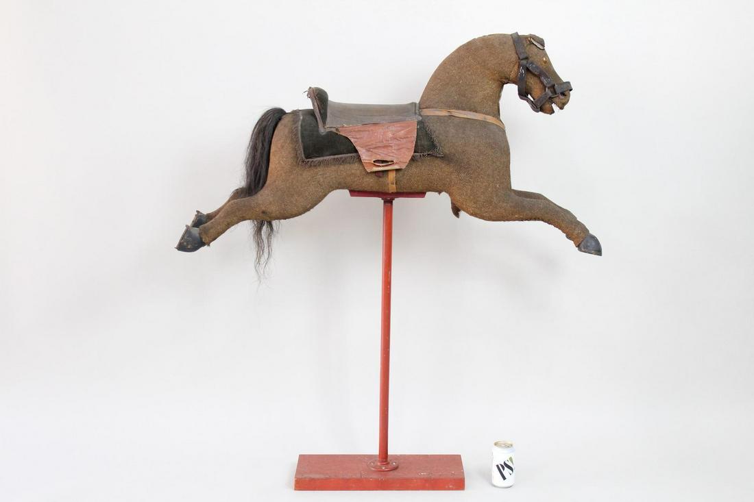Antique Cloth Rocking Horse on Stand,Folk Art Sculpture (1 of 15)