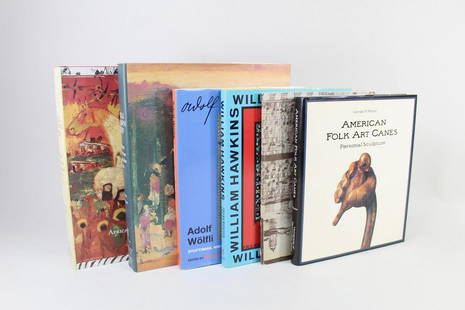 6 Folk & Outsider Art Books,Wolfli,African American: Fascinating lot of 6 books regarding folk and outsider art, including 2 on Swiss Art Brut artist Adolf Wolfli, a book on American canes, 2 volume set of Souls Grown Deep, a comprehensive survey of Afr