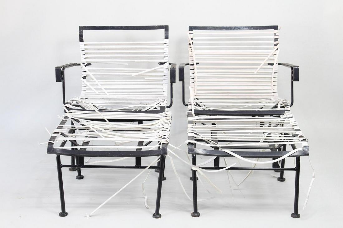 Pair of Wrought Iron Patio Lounge Chairs w/Foot Stools (1 of 14)